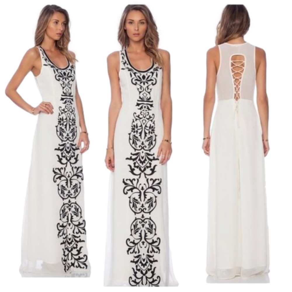 𝅺REVOLVE Tularosa Orphelia Black Applique Maxi Dress